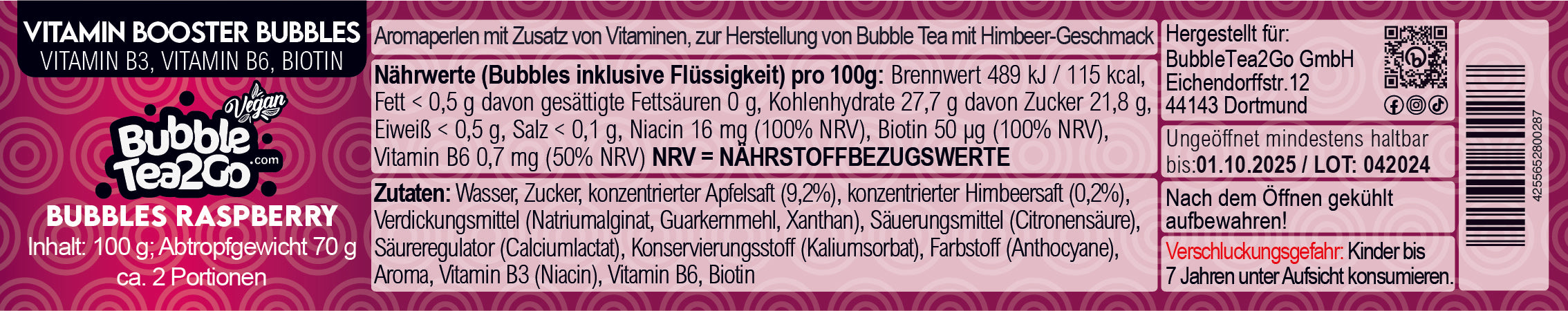 Bubbles - Raspberry 2 portions (120g)