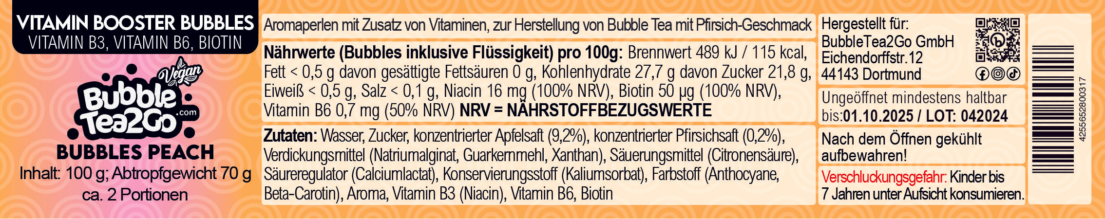 Bubbles - Peach 2 portions (120g)